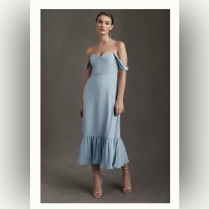 BHLDN Munroe Georgette Dress in Storm Blue Sz 8